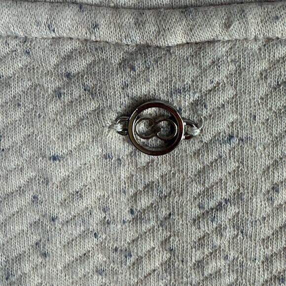 CALIA Elevate Herringbone Funnel Neck Soft Cozy Sweatshirt Women Sz L Ivory/Grey - Picture 9 of 10